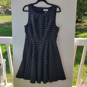 Dress Size 12 Women Asymmetric Polka Dot Fit & Flare Black‎ Vintage